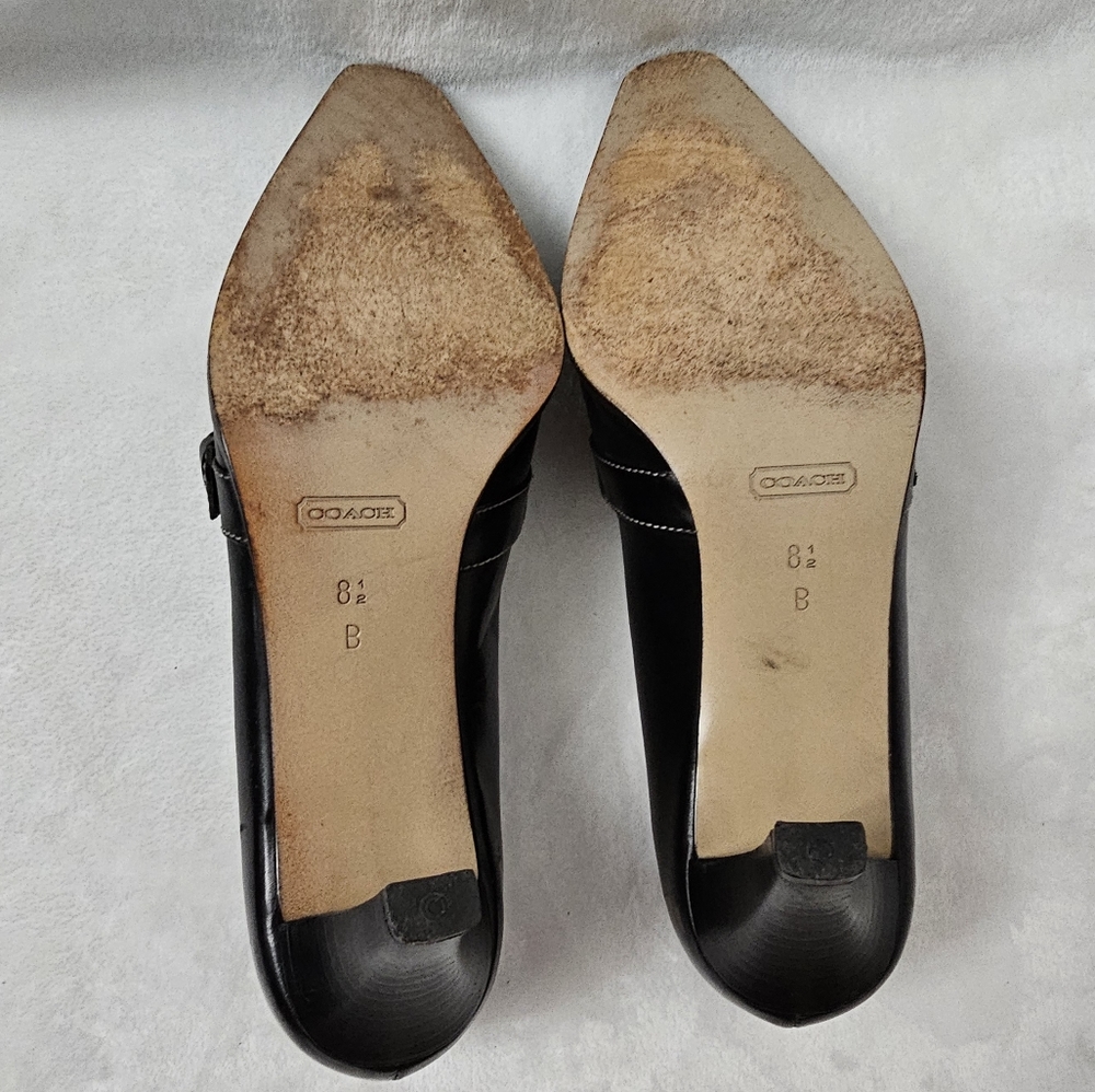 Coach Vintage Style Annabelle Black Leather Buckle Detail Classic Low Heel Pumps - Picture 10 of 15
